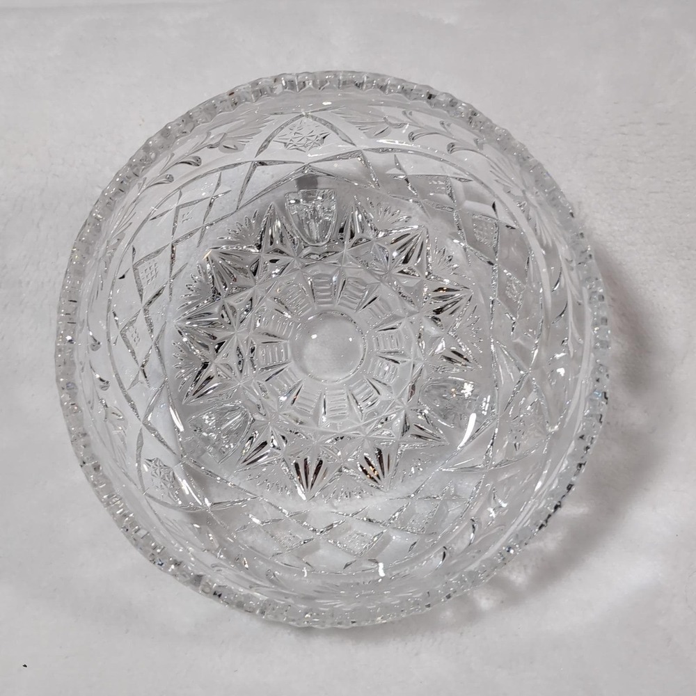 Vintage Anna Hutte Lead Crystal 3 Footed Dish‎ Candy Pinwheel Starburst Germany - Picture 5 of 10